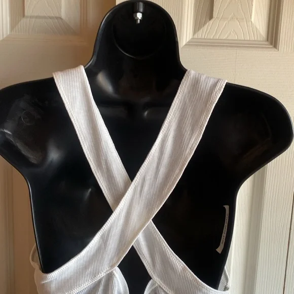 Free People Movement NWT White Crossback Strap Ribbed Top Size Small - Picture 6 of 11